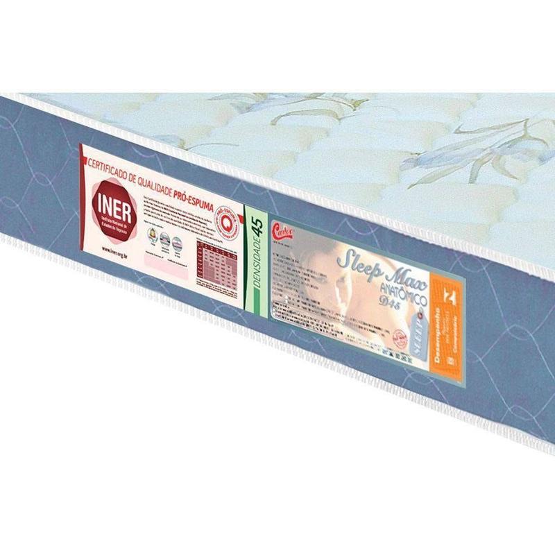 Colchão Casal King Sleep Max Espuma D45 193x203x25cm Branco/Azul